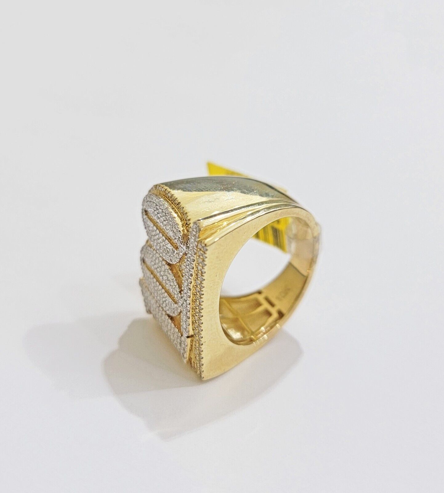 Real Diamonds 10k Yellow Gold Mens Ring Number 100 Style , New , Size 10 , SALE - Reva Jeweler
