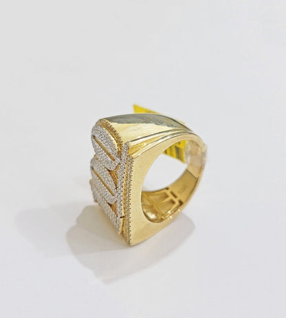 Real Diamonds 10k Yellow Gold Mens Ring Number 100 Style , New , Size 10 , SALE - Reva Jeweler