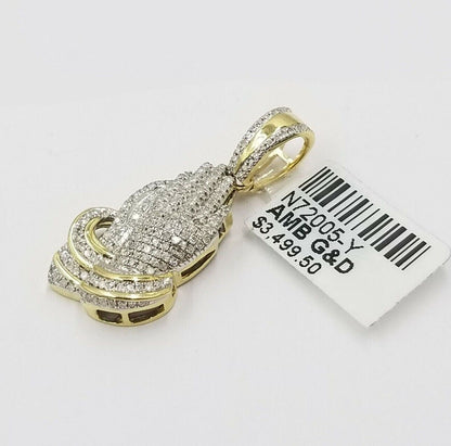 Real Diamonds Praying hand Charm Pendant 0.45CT Diamond ,10KT Real Yellow Gold - Reva Jeweler