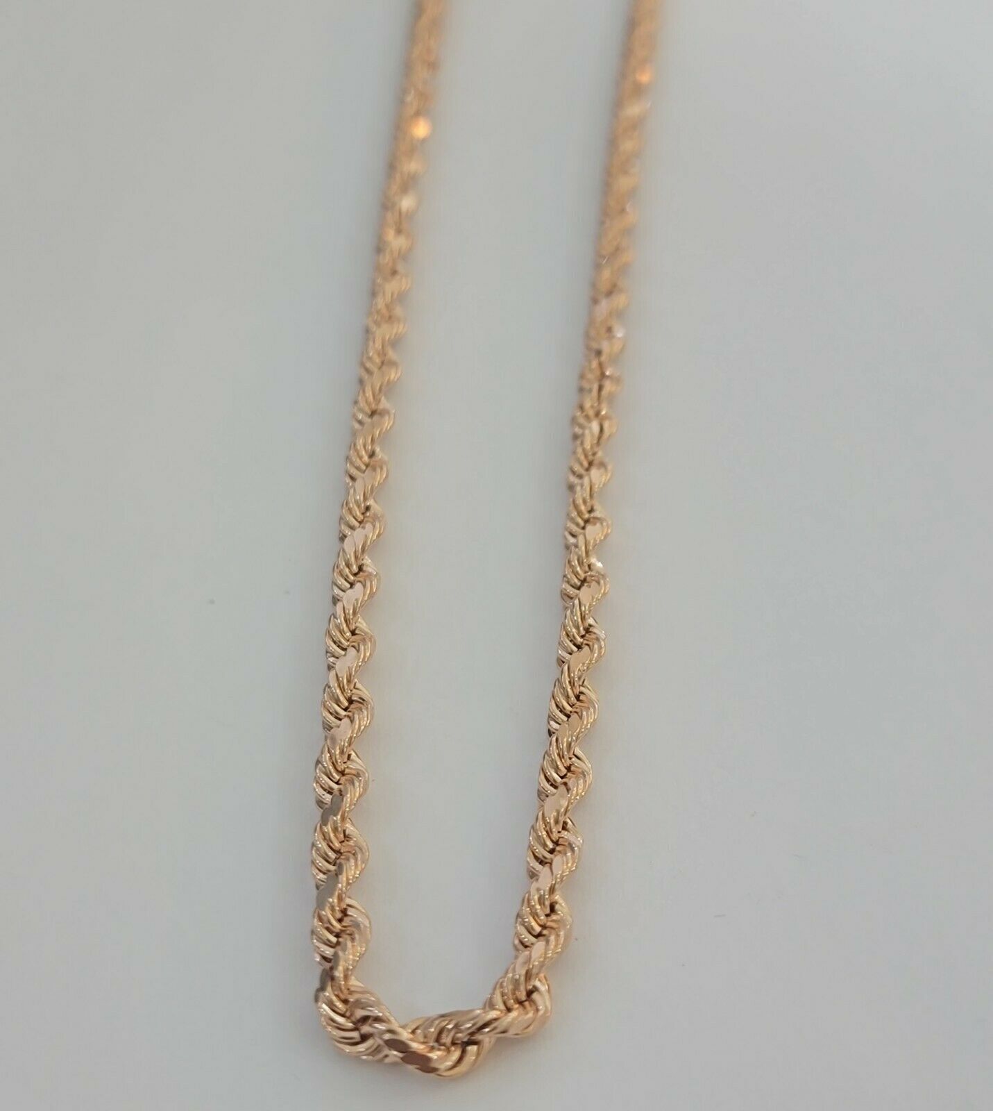 Real Gold 10k Rose Gold Rope Necklace Men Chain 4mm 20" - 26" Inch 10kt Men Women - Reva Jeweler