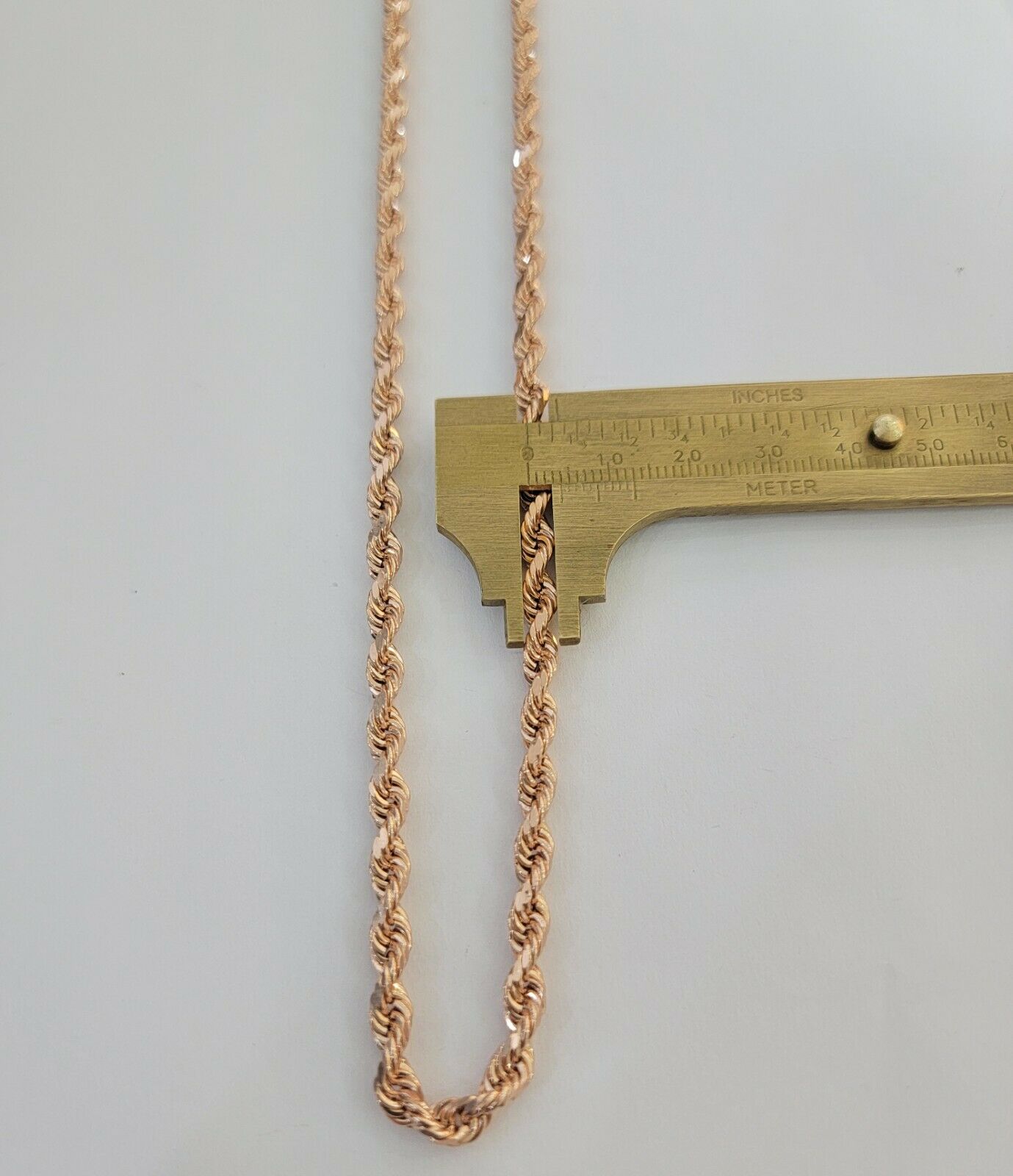 Real Gold 10k Rose Gold Rope Necklace Men Chain 4mm 20" - 26" Inch 10kt Men Women - Reva Jeweler