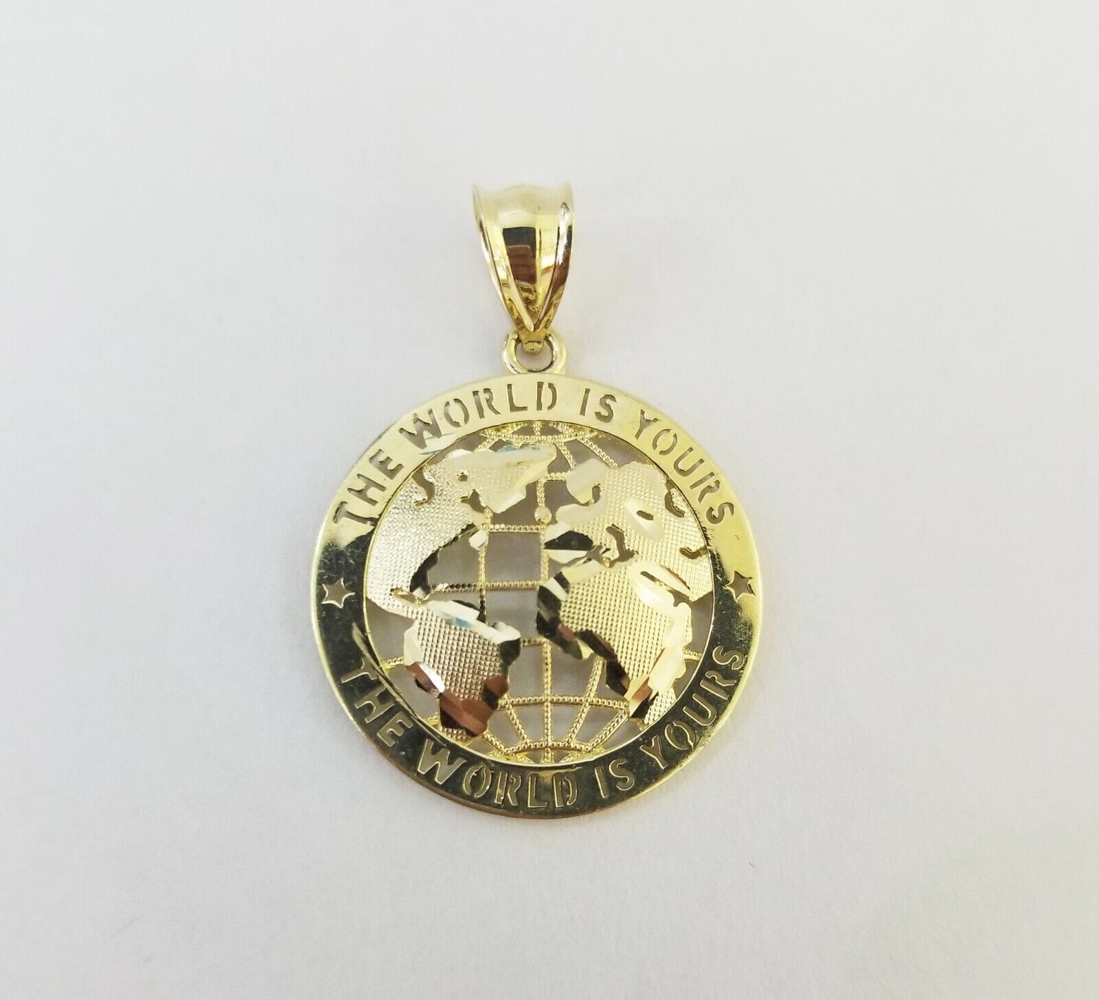 Real Gold 10k The World is Yours Map Pendant Diamond Cut 10kt - Reva Jeweler