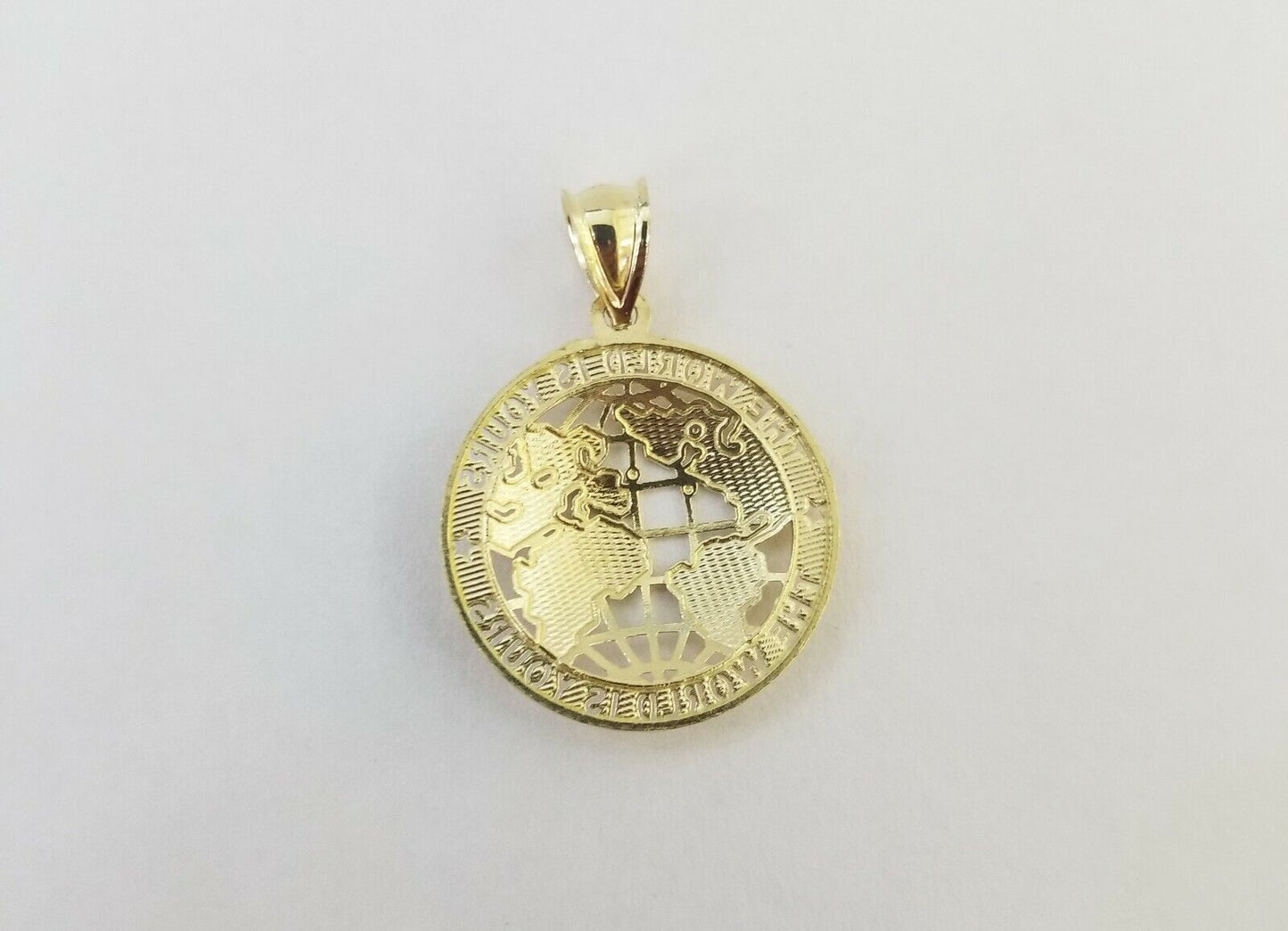 Real Gold 10k The World is Yours Map Pendant Diamond Cut 10kt - Reva Jeweler
