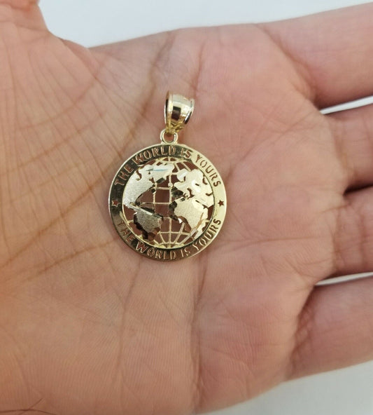 Real Gold 10k The World is Yours Map Pendant Diamond Cut 10kt - Reva Jeweler