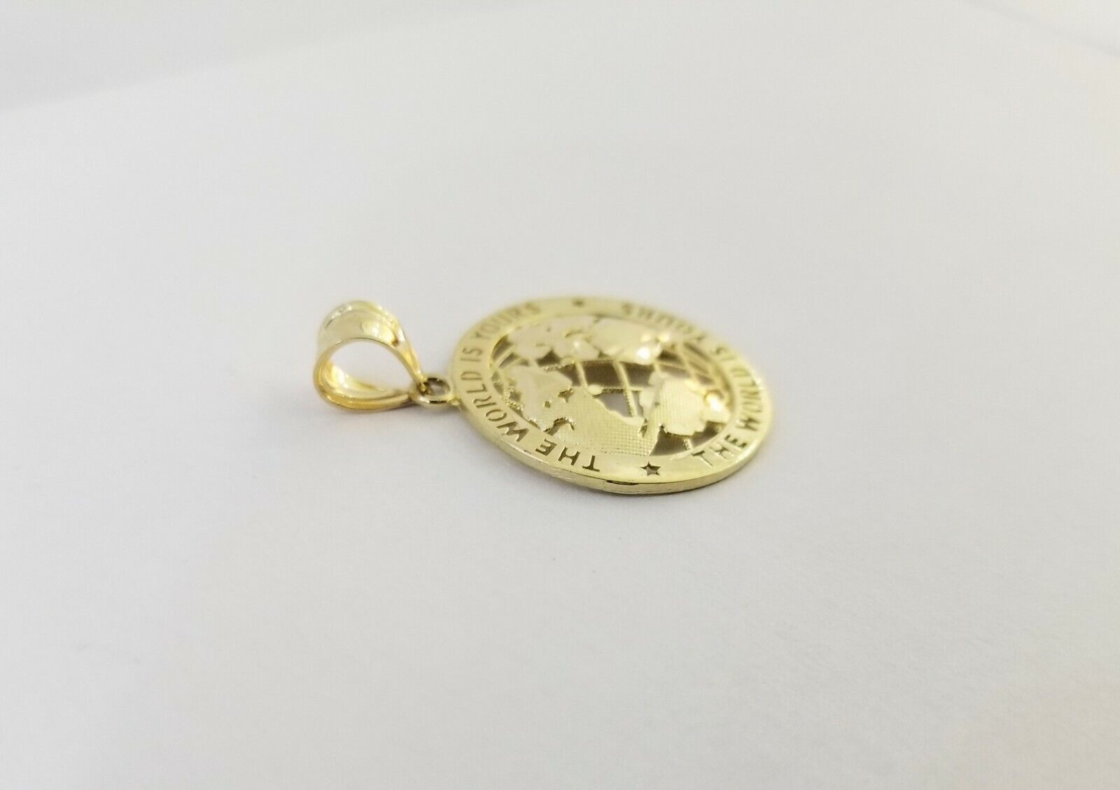 Real Gold 10k The World is Yours Map Pendant Diamond Cut 10kt - Reva Jeweler