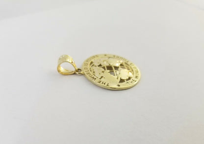 Real Gold 10k The World is Yours Map Pendant Diamond Cut 10kt - Reva Jeweler