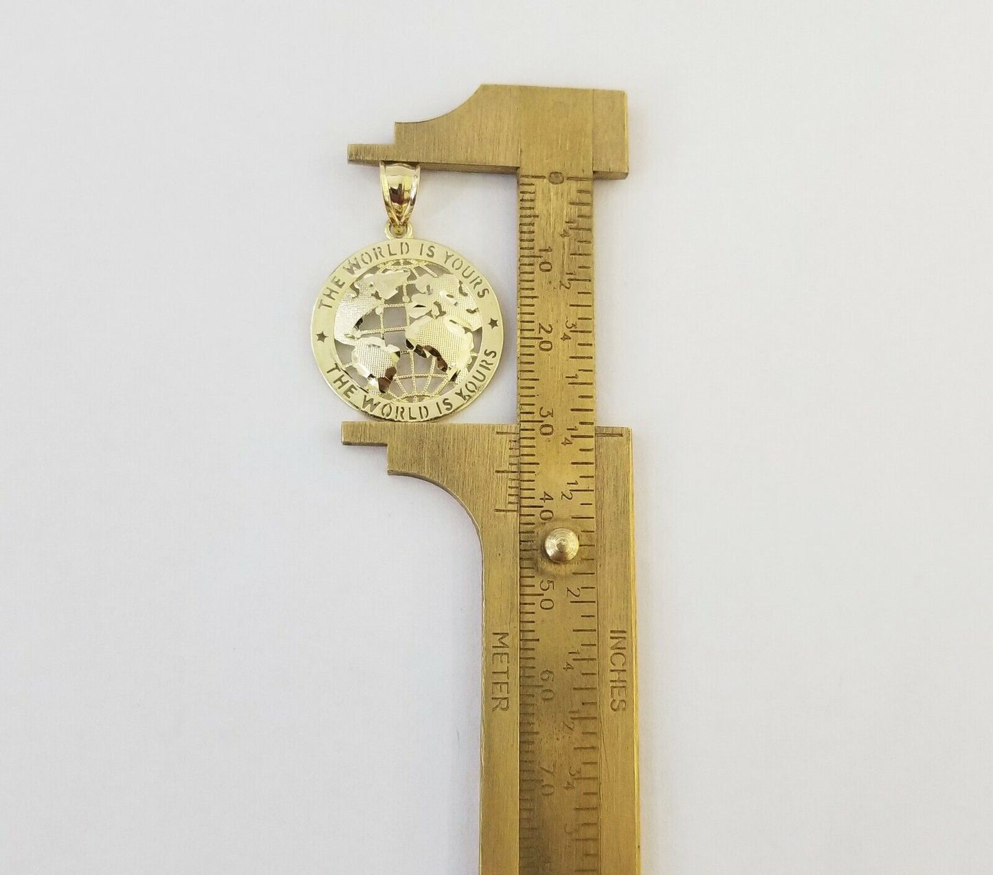 Real Gold 10k The World is Yours Map Pendant Diamond Cut 10kt - Reva Jeweler