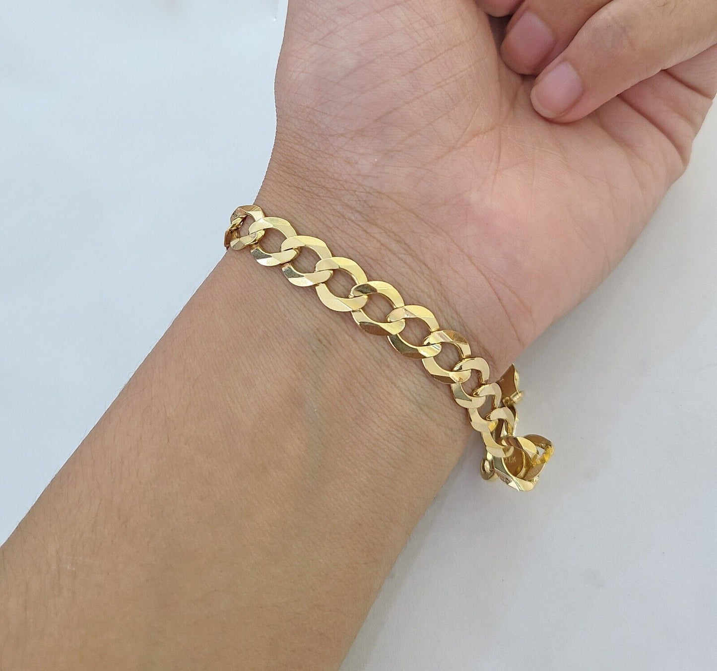 Real Gold Bracelet 10k Gold 8mm Link 8 Inch Men Women Cuban Curb Link - Reva Jeweler