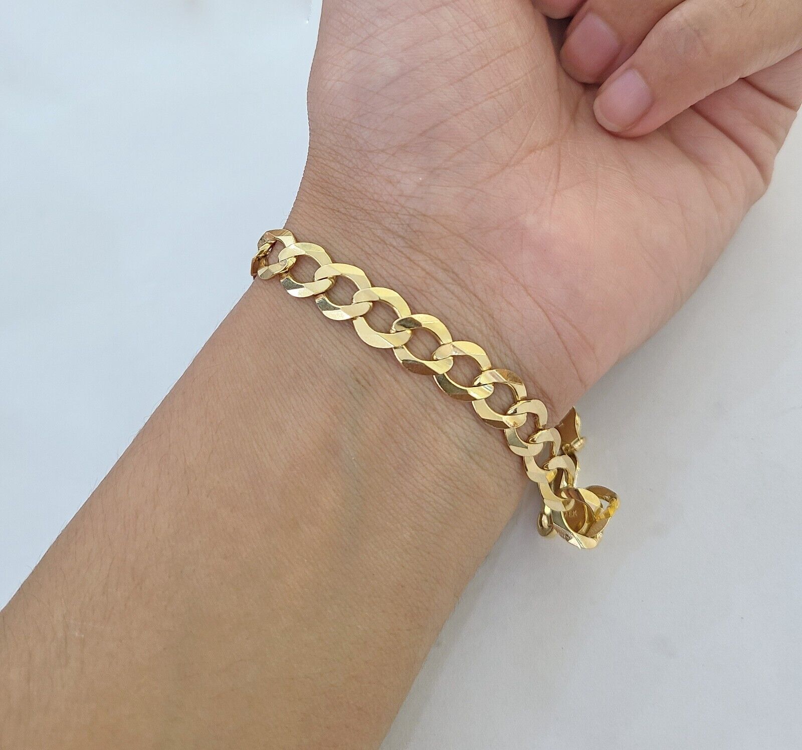 Real Gold Bracelet 10k Gold 8mm Link 8 Inch Men Women Cuban Curb Link - Reva Jeweler