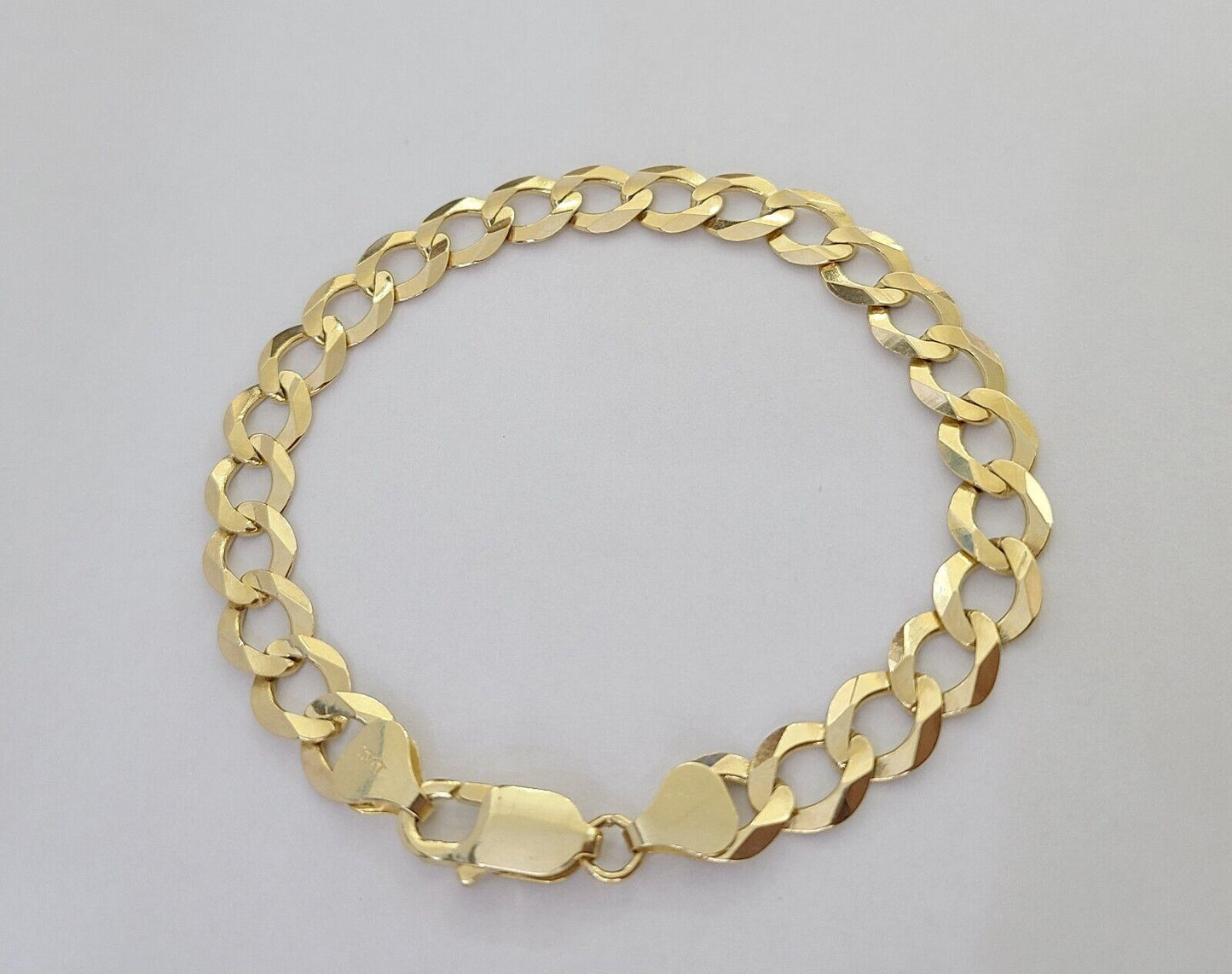 Real Gold Bracelet 10k Gold 8mm Link 8 Inch Men Women Cuban Curb Link - Reva Jeweler