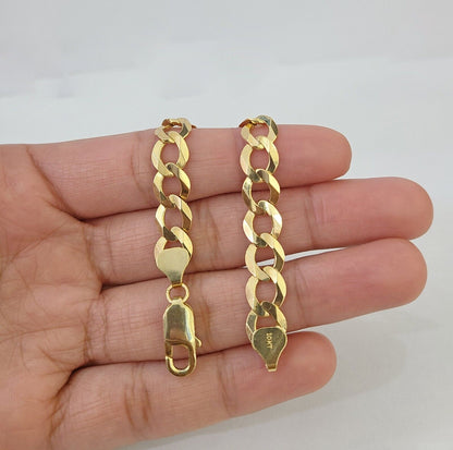 Real Gold Bracelet 10k Gold 8mm Link 8 Inch Men Women Cuban Curb Link - Reva Jeweler