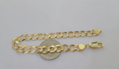 Real Gold Bracelet 10k Gold 8mm Link 8 Inch Men Women Cuban Curb Link - Reva Jeweler