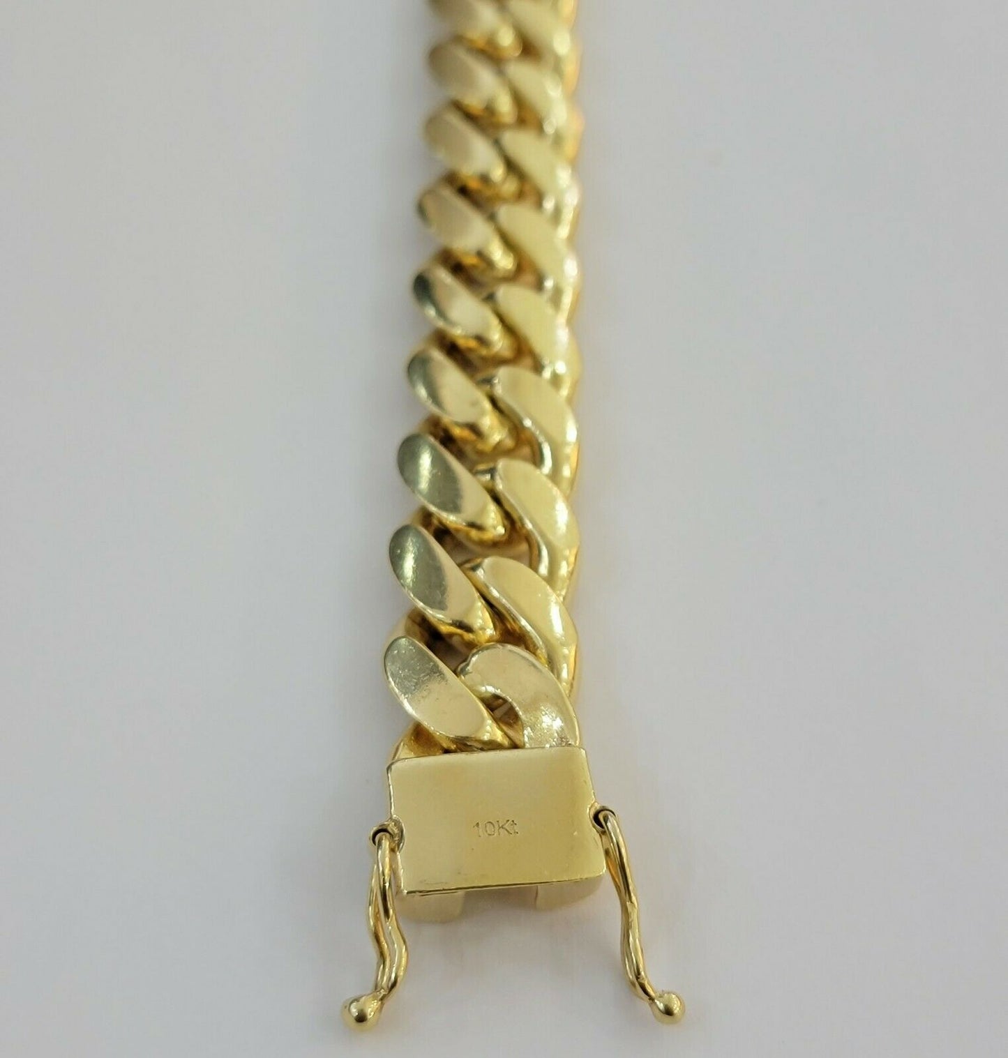 Real Gold Bracelet Solid 10k Mens Miami Cuban Link 13mm 10 kt Yellow Gold Box 8" - Reva Jeweler