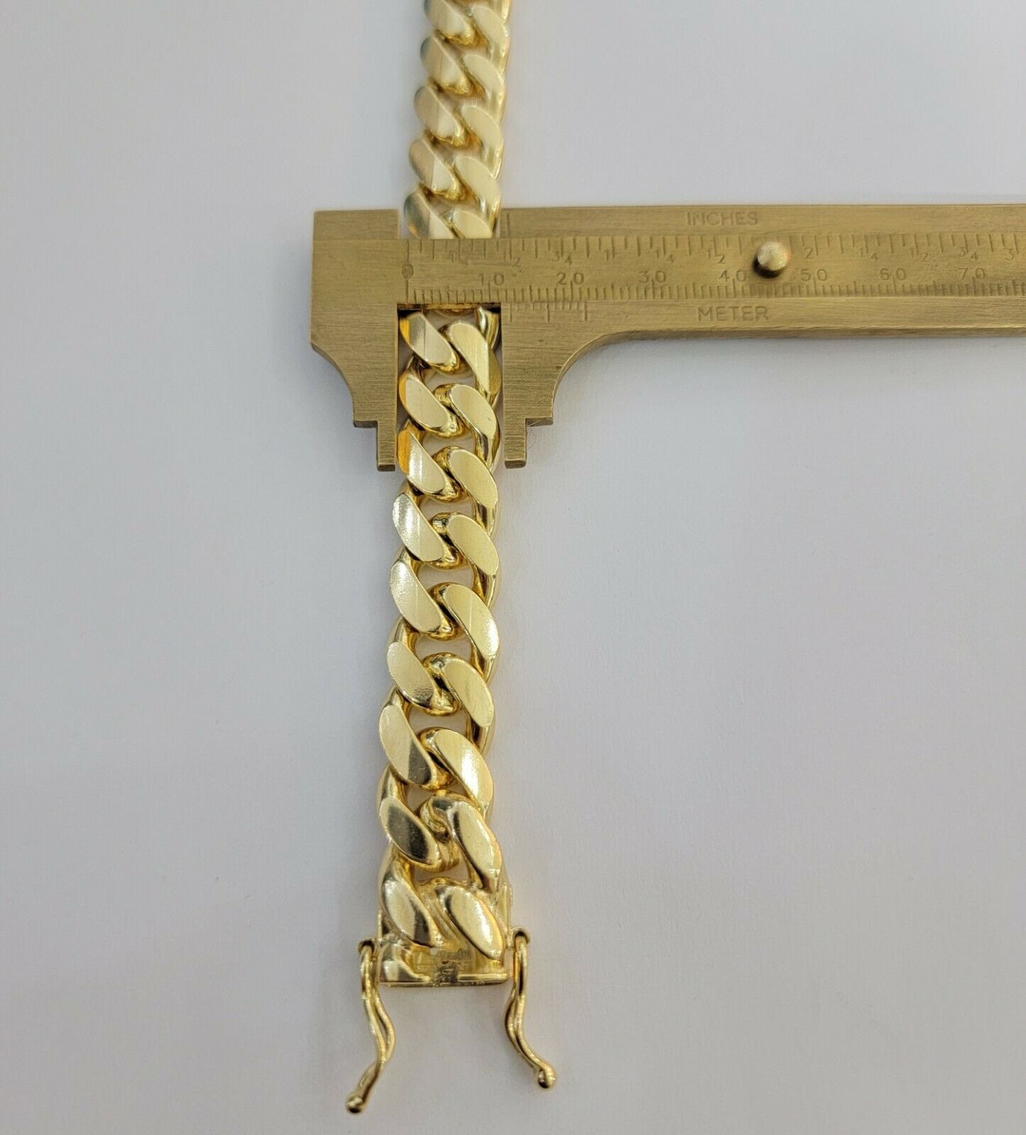 Real Gold Bracelet Solid 10k Mens Miami Cuban Link 13mm 10 kt Yellow Gold Box 8" - Reva Jeweler
