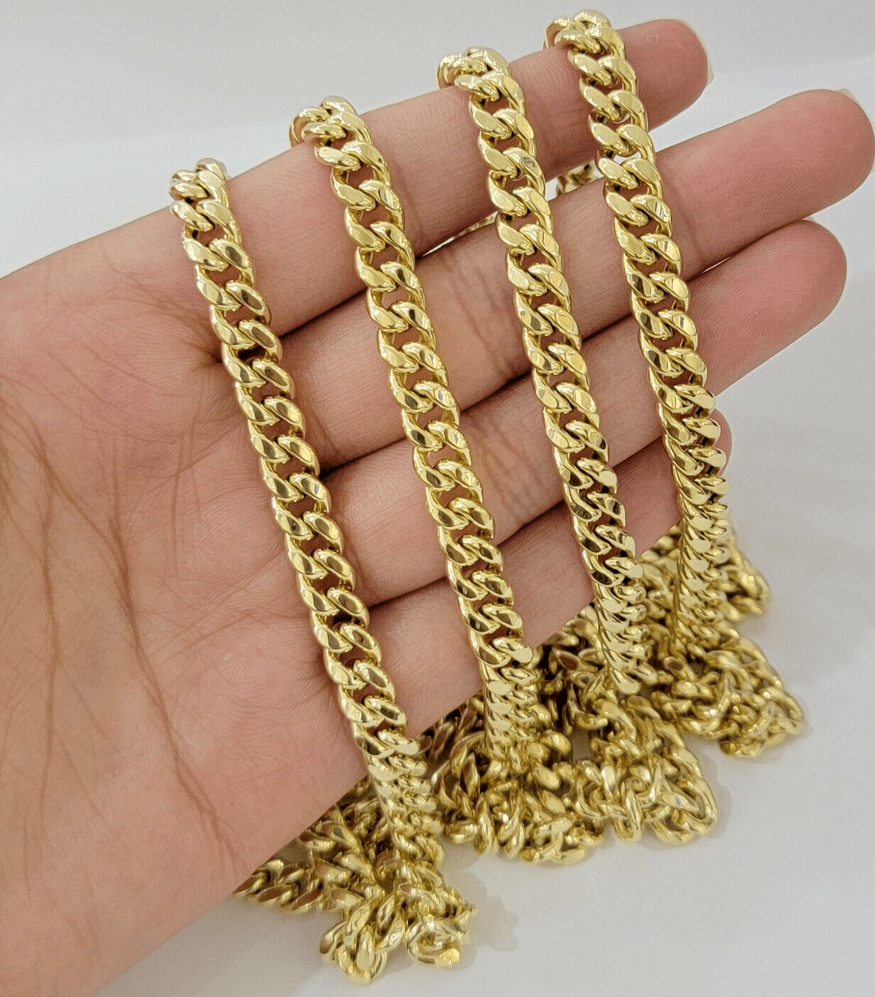 Real Gold chain 7mm 24 Inch Miami Cuban Link Necklace 10kt Yellow Gold For Mens - Reva Jeweler