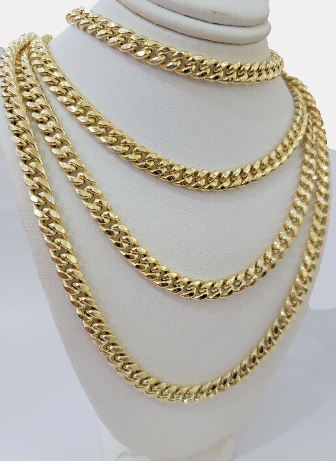 Real Gold chain 7mm 24 Inch Miami Cuban Link Necklace 10kt Yellow Gold For Mens - Reva Jeweler