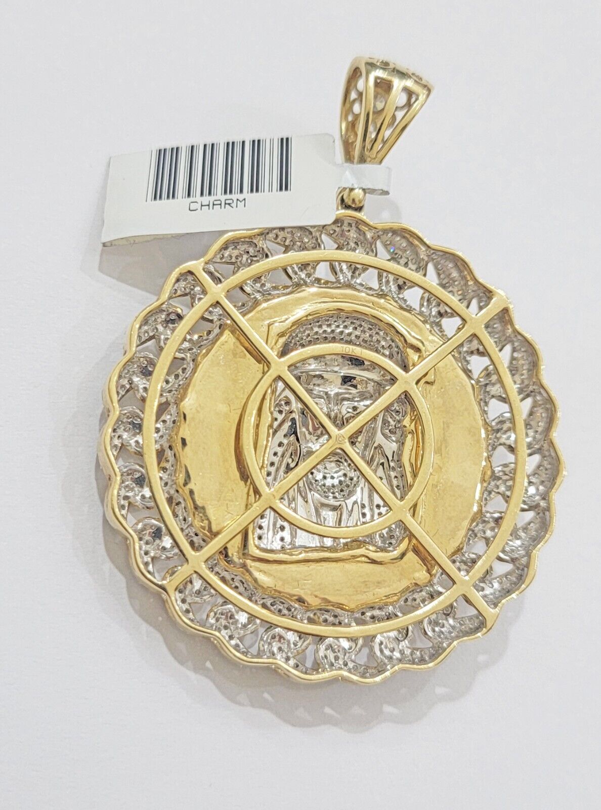 Real Gold Diamond jeus head Charm Pendant 10k yellow Gold 2.50CT Mens 2.3 Inch - Reva Jeweler