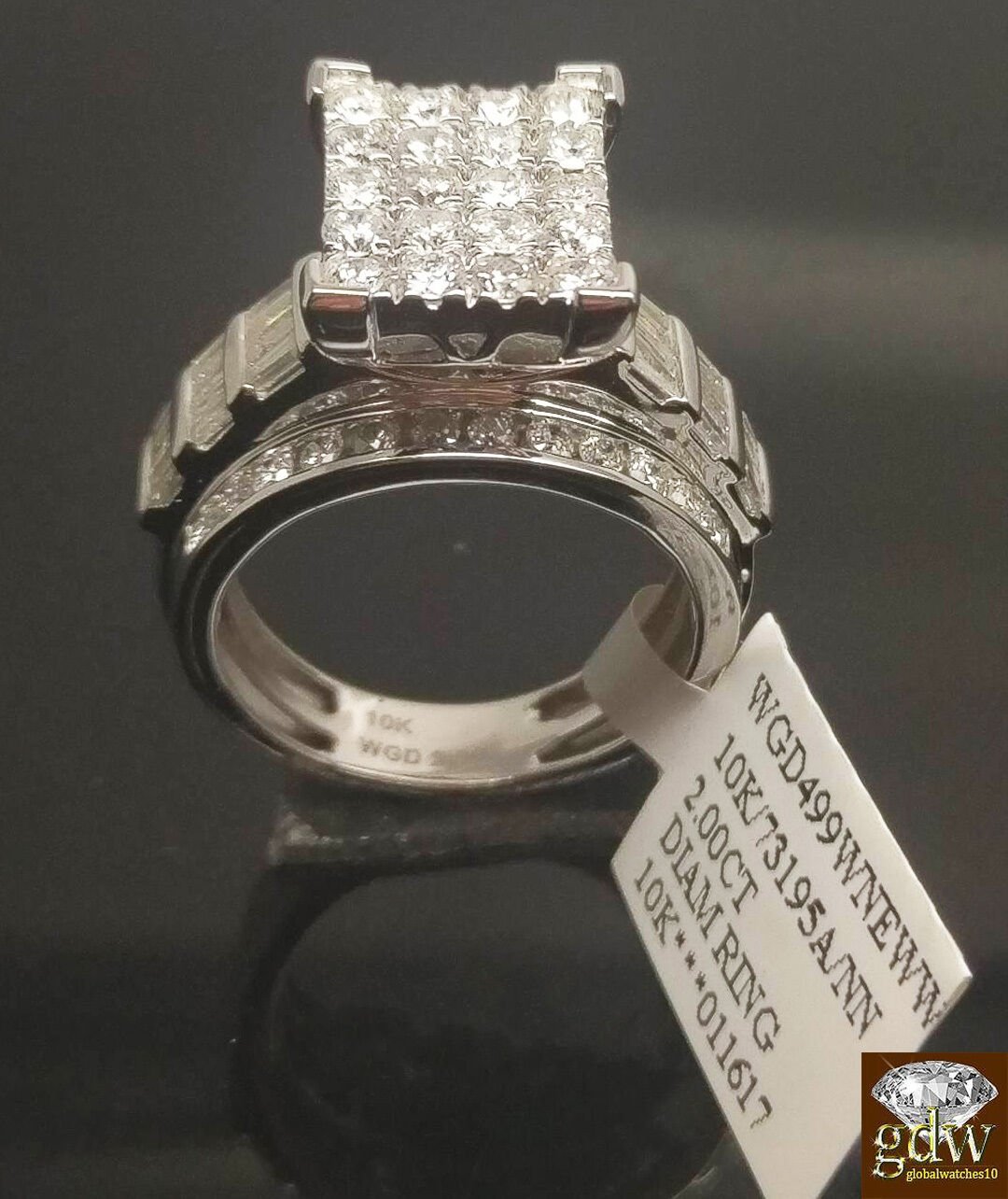 REAL Gold Diamond Ladies Ring 2Ct Diamond 10k White Gold Engagement Wedding Band - Reva Jeweler