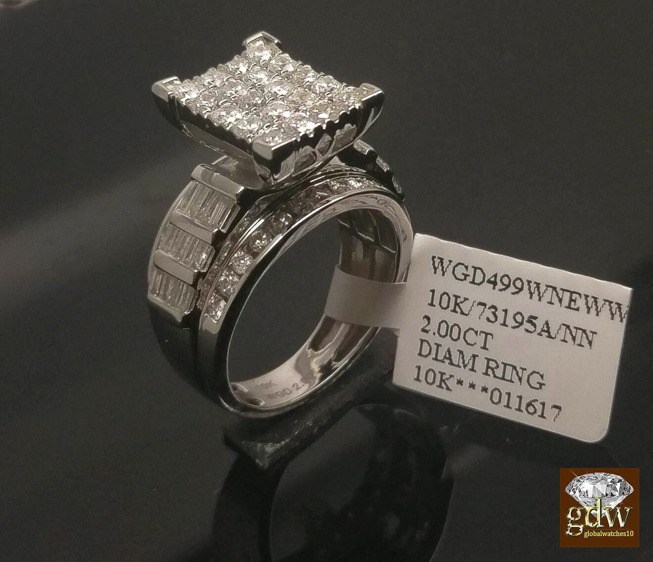 REAL Gold Diamond Ladies Ring 2Ct Diamond 10k White Gold Engagement Wedding Band - Reva Jeweler