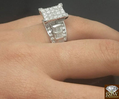 REAL Gold Diamond Ladies Ring 2Ct Diamond 10k White Gold Engagement Wedding Band - Reva Jeweler