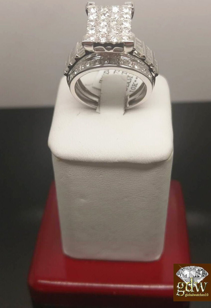 REAL Gold Diamond Ladies Ring 2Ct Diamond 10k White Gold Engagement Wedding Band - Reva Jeweler