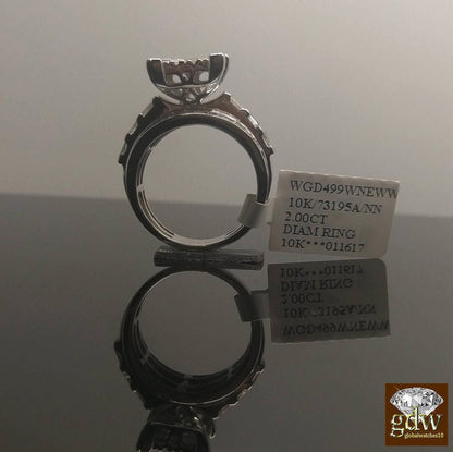 REAL Gold Diamond Ladies Ring 2Ct Diamond 10k White Gold Engagement Wedding Band - Reva Jeweler