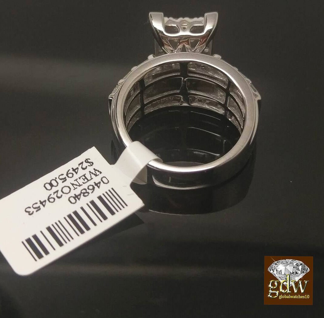 REAL Gold Diamond Ladies Ring 2Ct Diamond 10k White Gold Engagement Wedding Band - Reva Jeweler