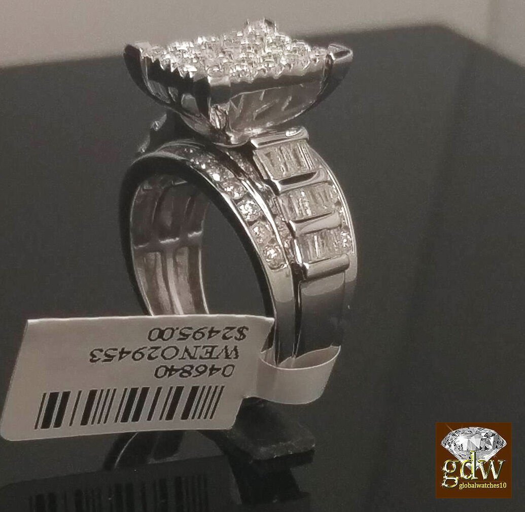 REAL Gold Diamond Ladies Ring 2Ct Diamond 10k White Gold Engagement Wedding Band - Reva Jeweler