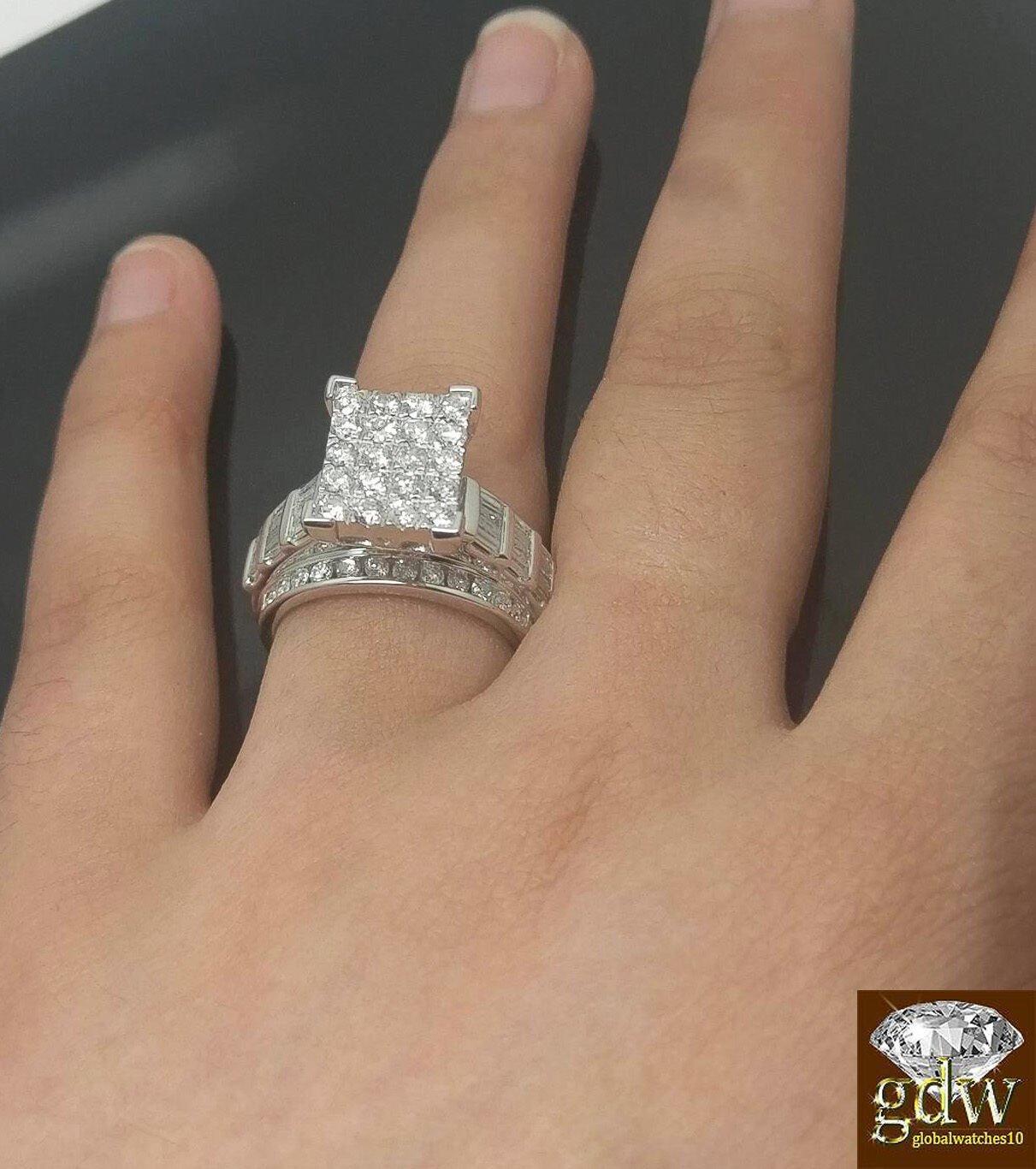 REAL Gold Diamond Ladies Ring 2Ct Diamond 10k White Gold Engagement Wedding Band - Reva Jeweler
