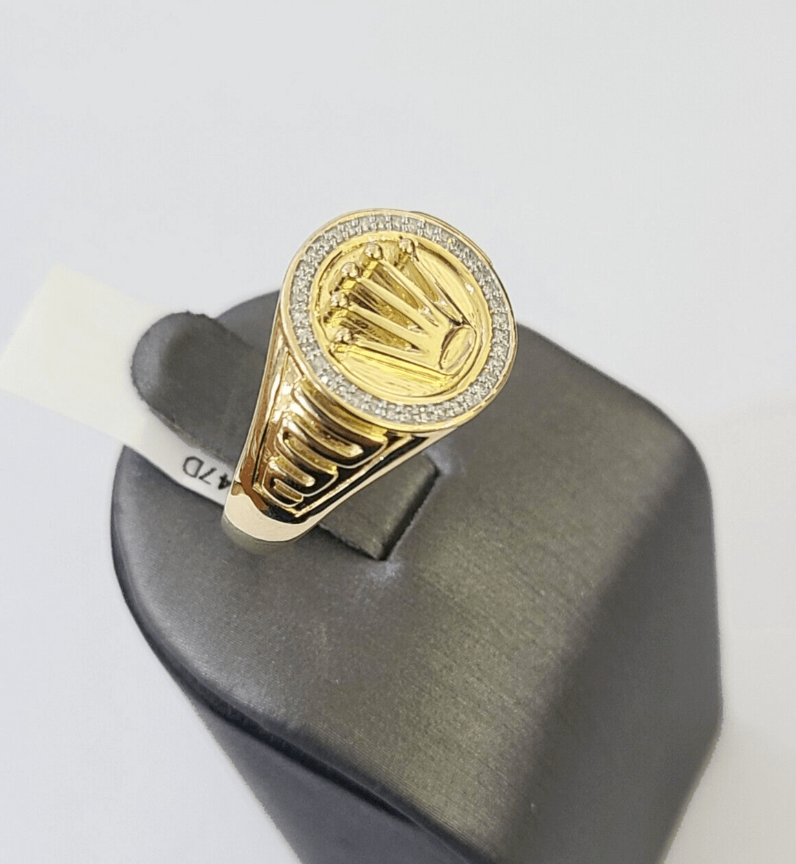 Real Gold Diamond Mens Ring Solid 10k Yellow Gold & Natural Diamond Casual Ring - Reva Jeweler