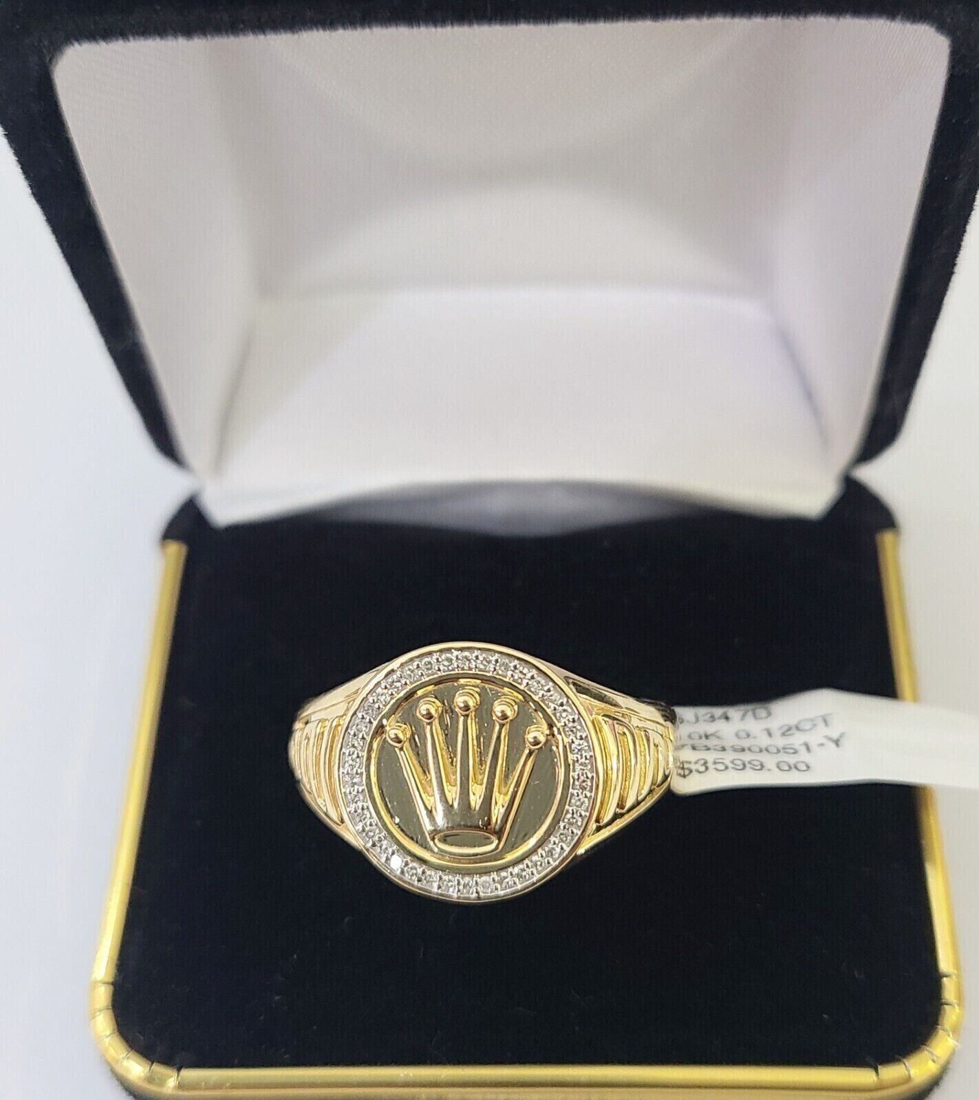 Real Gold Diamond Mens Ring Solid 10k Yellow Gold & Natural Diamond Casual Ring - Reva Jeweler