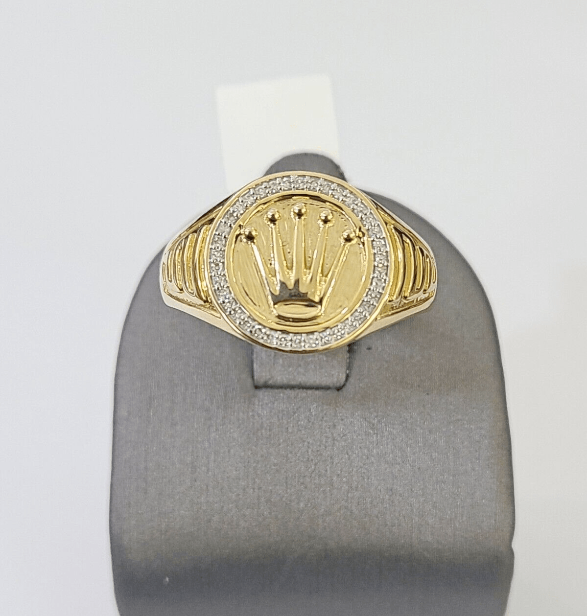Real Gold Diamond Mens Ring Solid 10k Yellow Gold & Natural Diamond Casual Ring - Reva Jeweler