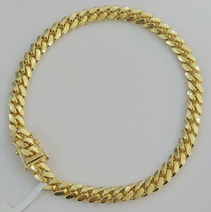 Real Gold maimi cuban Link Ladies bracelet 7Inch 6mm Real 10kt yellow Gold Women - Reva Jeweler