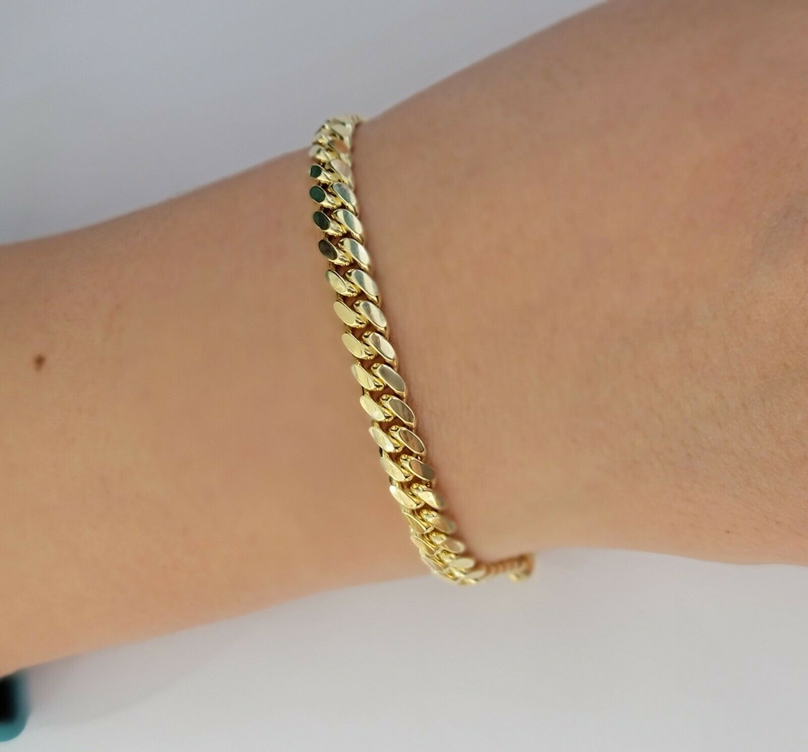 Real Gold maimi cuban Link Ladies bracelet 7Inch 6mm Real 10kt yellow Gold Women - Reva Jeweler