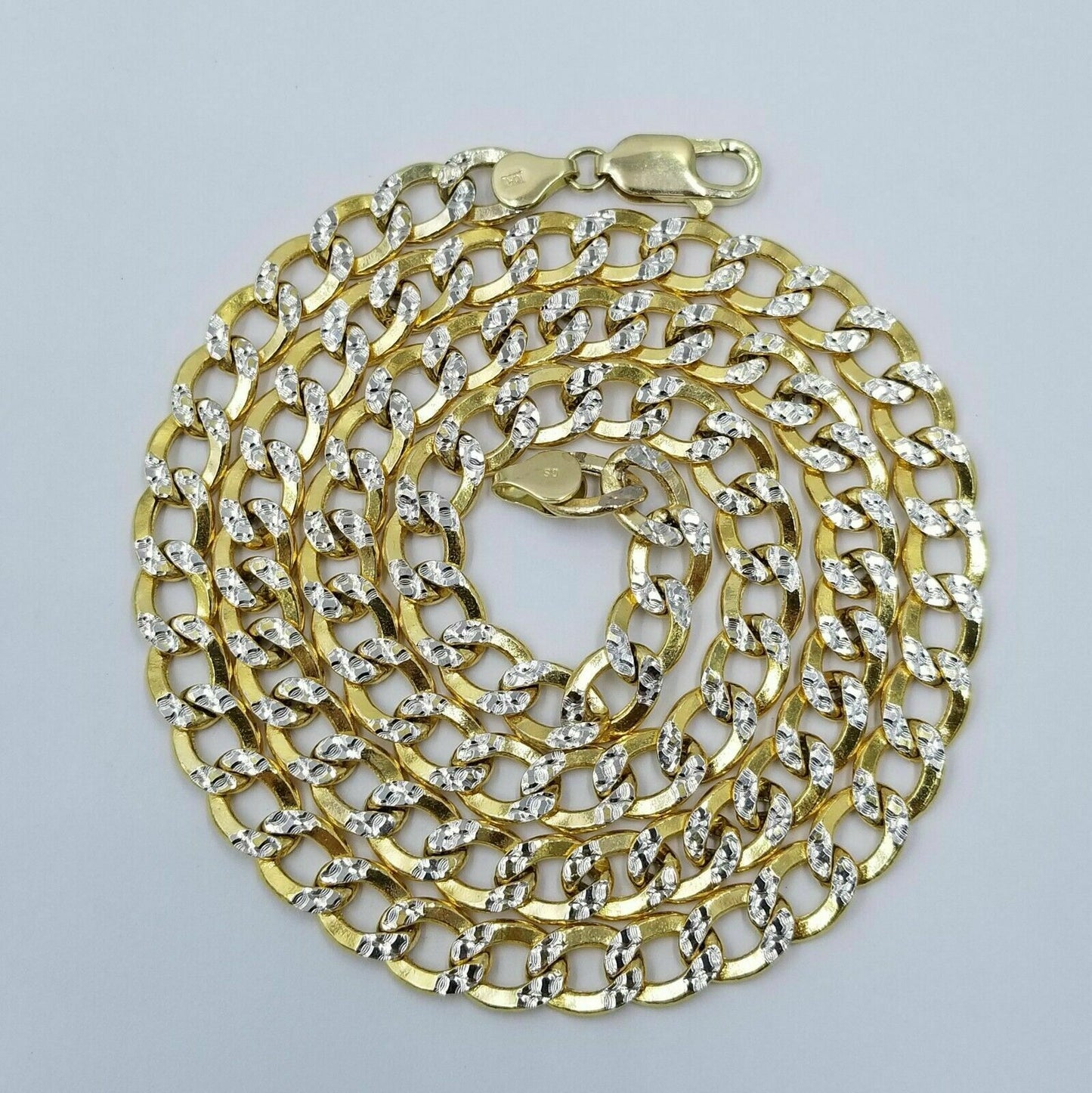 Real Gold Mens Necklace Cuban Link Diamond Cut 8mm 20" - 28" 10k Yellow Gold Chain - Reva Jeweler