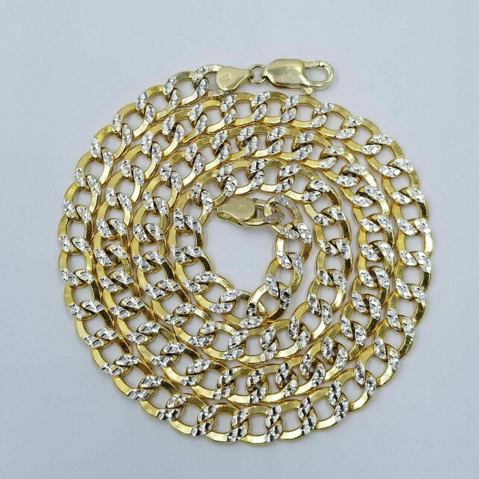 Real Gold Mens Necklace Cuban Link Diamond Cut 8mm 20" - 28" 10k Yellow Gold Chain - Reva Jeweler