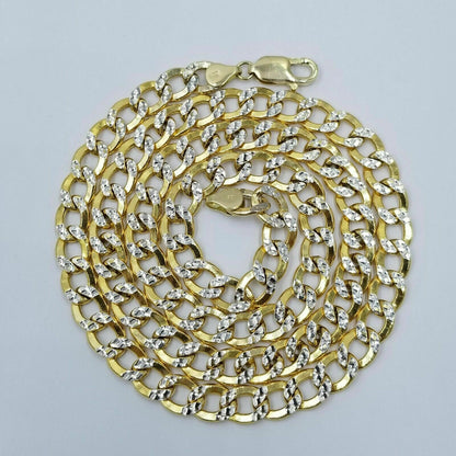 Real Gold Mens Necklace Cuban Link Diamond Cut 8mm 20" - 28" 10k Yellow Gold Chain - Reva Jeweler
