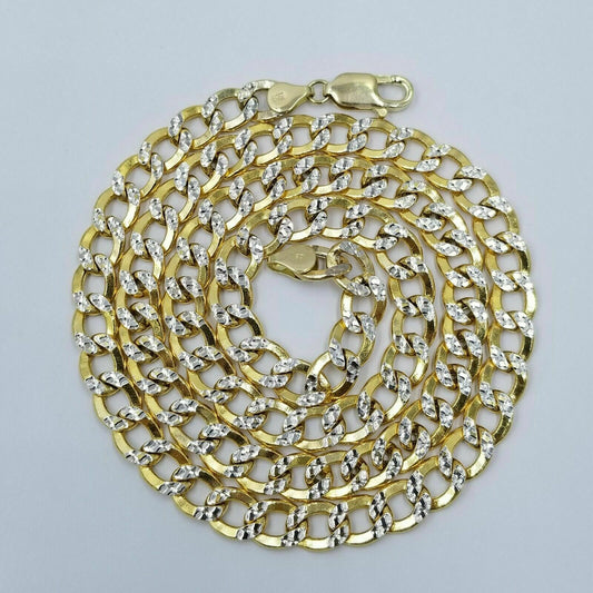 Real Gold Mens Necklace Cuban Link Diamond Cut 8mm 20" - 28" 10k Yellow Gold Chain - Reva Jeweler