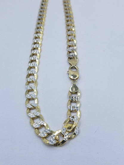 Real Gold Mens Necklace Cuban Link Diamond Cut 8mm 20" - 28" 10k Yellow Gold Chain - Reva Jeweler
