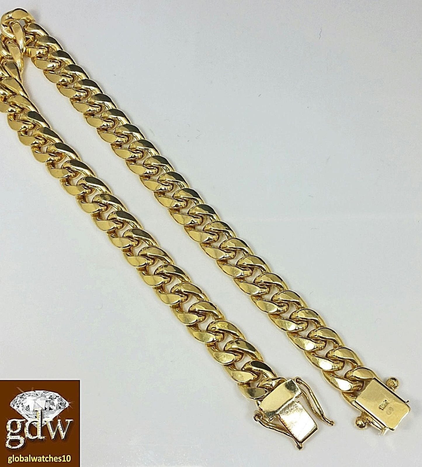 REAL Mens 10k Gold Cuban Bracelet 7mm 7.5 Inch Box clasp - Reva Jeweler