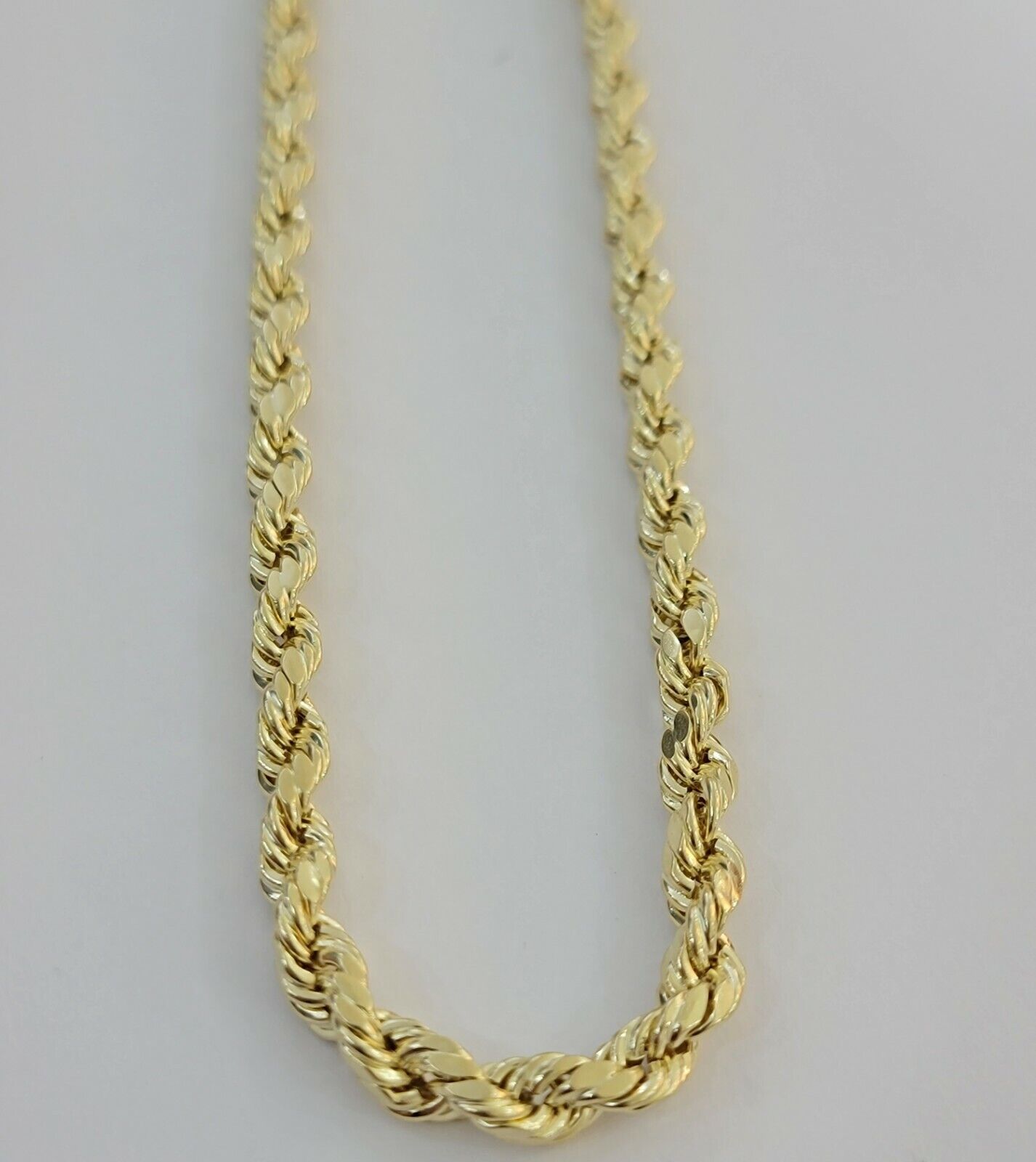 Real Solid 10k Rope Necklace 6mm Chain 18" - 30" Inch 10kt Yellow Gold Diamond Cut - Reva Jeweler