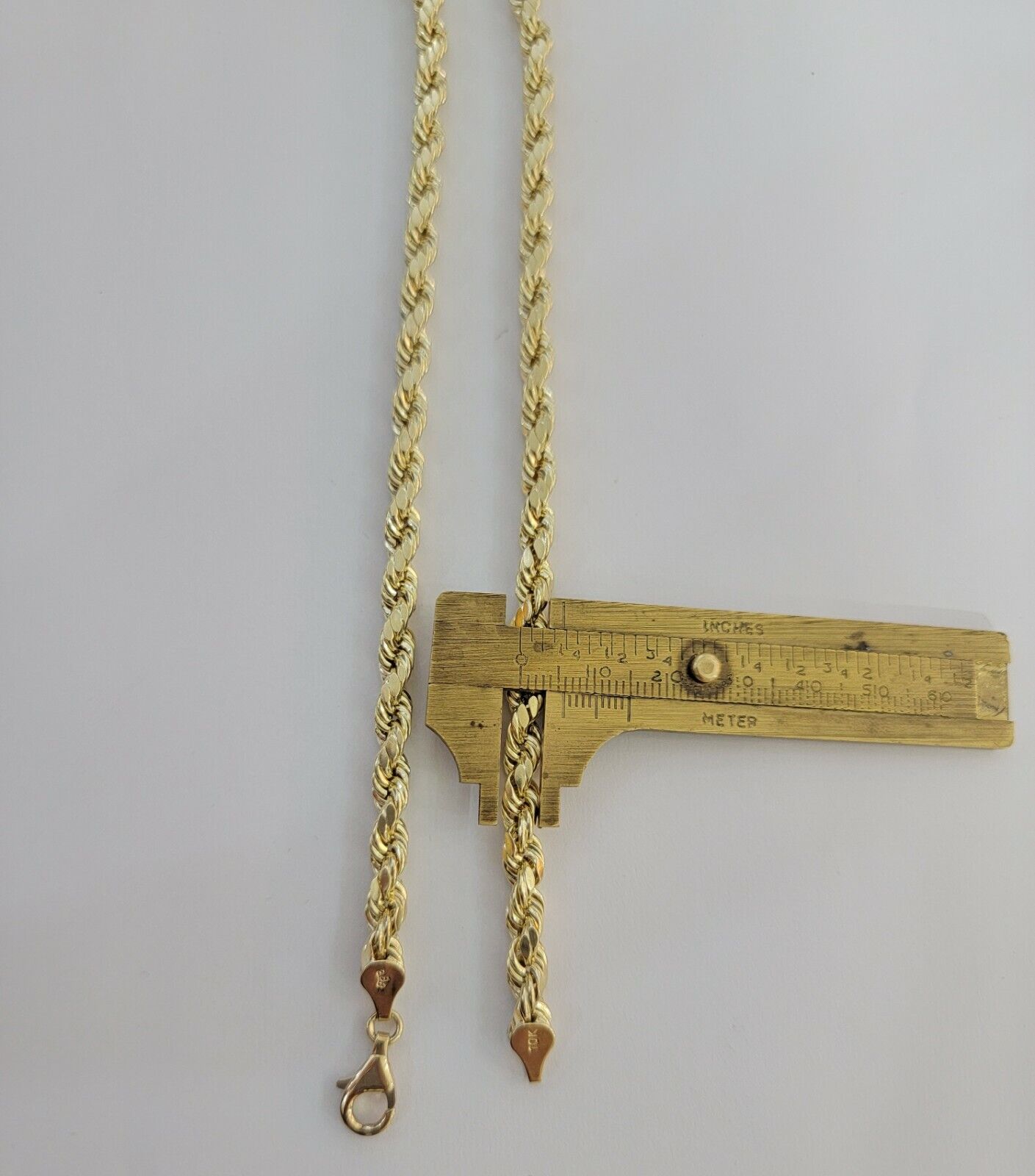 Real Solid 10k Rope Necklace 6mm Chain 18" - 30" Inch 10kt Yellow Gold Diamond Cut - Reva Jeweler