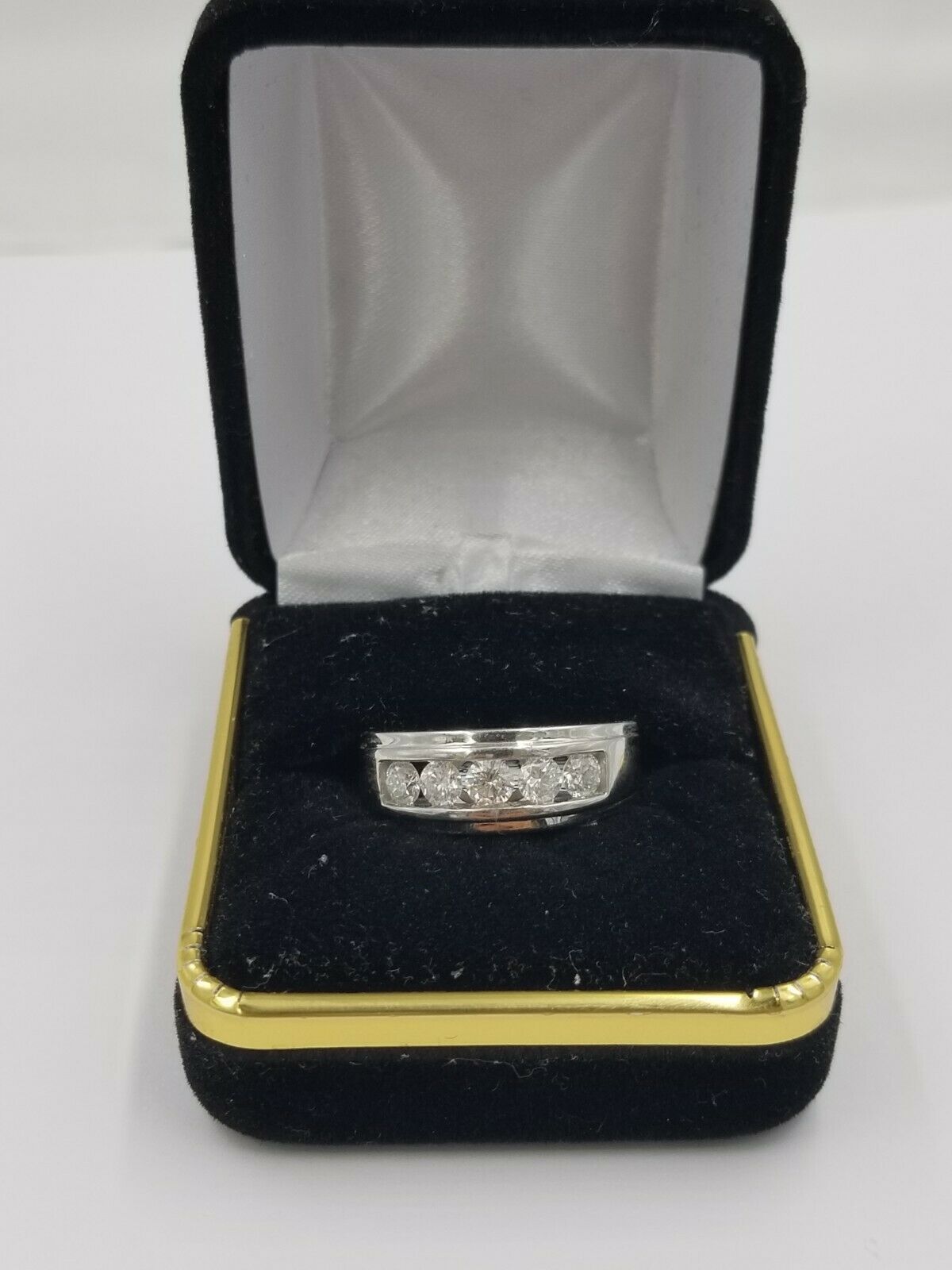 REAL solid 14k Gold Diamond Mens Band Engagement Wedding 1 CT Ring White Yellow - Reva Jeweler