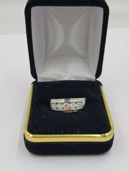 REAL solid 14k Gold Diamond Mens Band Engagement Wedding 1 CT Ring White Yellow - Reva Jeweler
