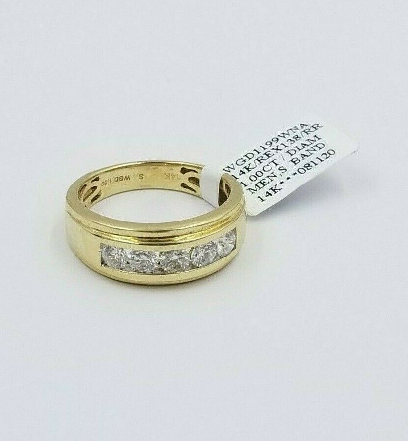 REAL solid 14k Gold Diamond Mens Band Engagement Wedding 1 CT Ring White Yellow - Reva Jeweler