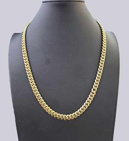Real SOLID 14k Yellow Gold 9mm Miami Cuban Link Chain Necklace 20" 22" 24" 26" - Reva Jeweler
