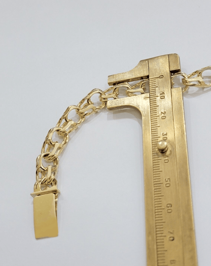 Real Solid 14kt Yellow Gold Chino ID Mens Name Plate Bracelet 10mm 8 Inches SALE - Reva Jeweler