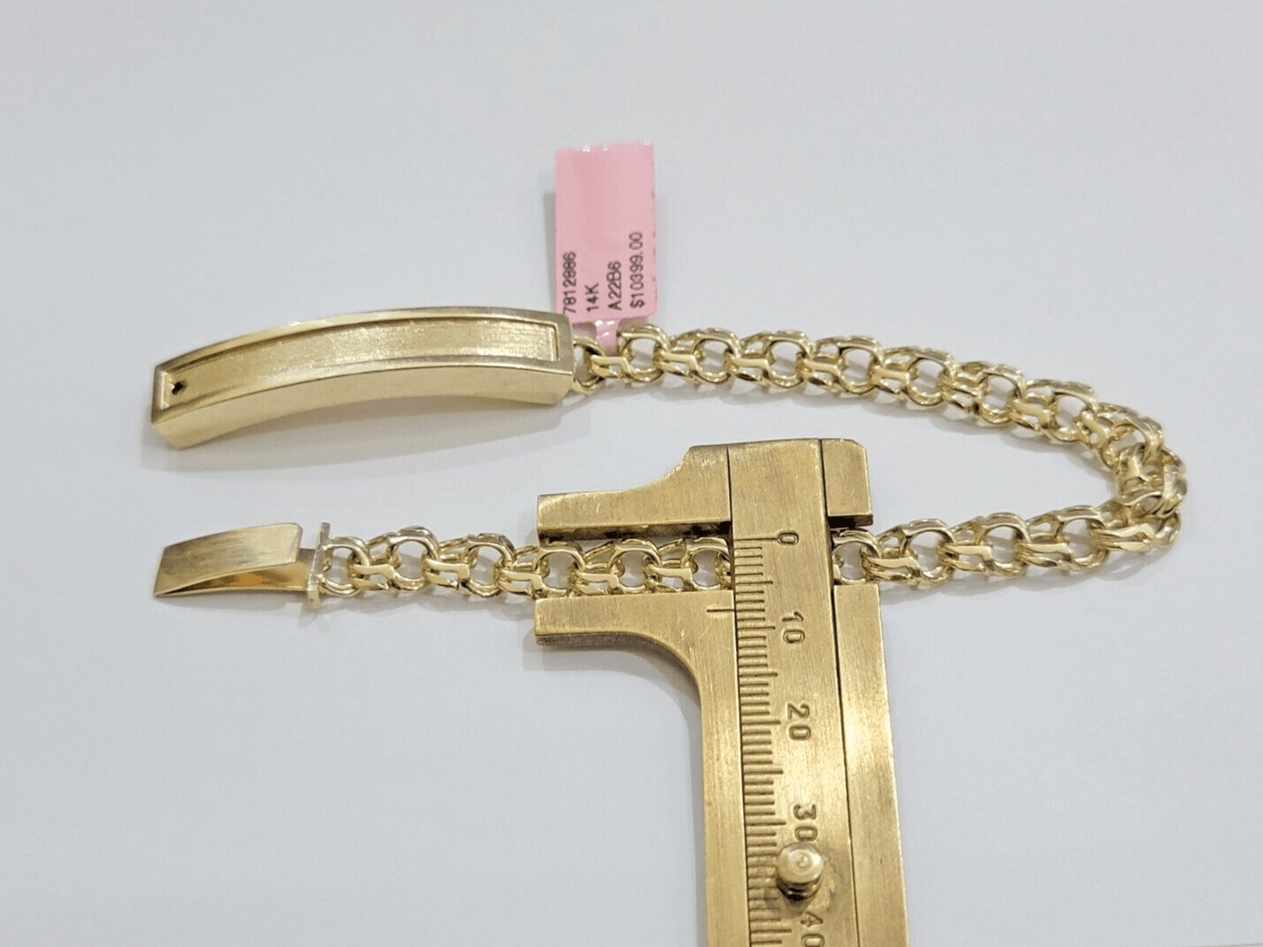 Real Solid 14kt Yellow Gold Chino ID Men's Name Plate Bracelet 8mm 8 Inches SALE - Reva Jeweler
