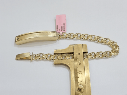 Real Solid 14kt Yellow Gold Chino ID Men's Name Plate Bracelet 8mm 8 Inches SALE - Reva Jeweler