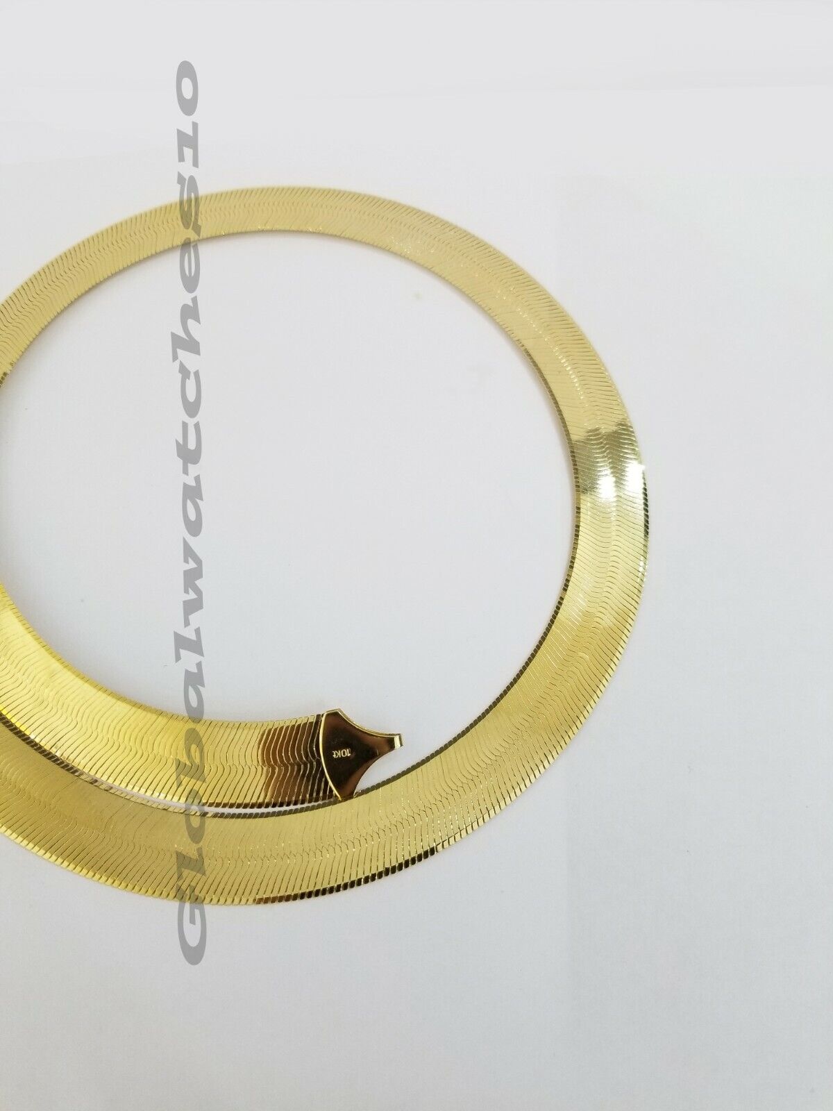 REAL10k 15mm Yellow Gold Herring Bone Chain Necklace 20" Lobster lock Men Women - Reva Jeweler